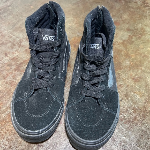 Vans Kid’s Filmore Hi Zipper Lace Up Front Black on Black Suede Canvas Skate - Picture 6 of 12